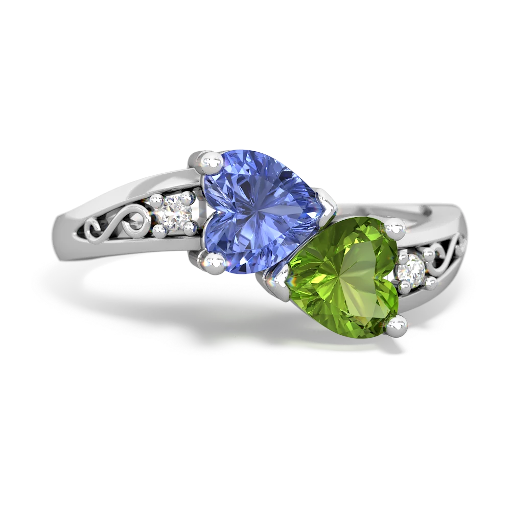 Tanzanite Snuggling Hearts 14K White Gold ring R2178