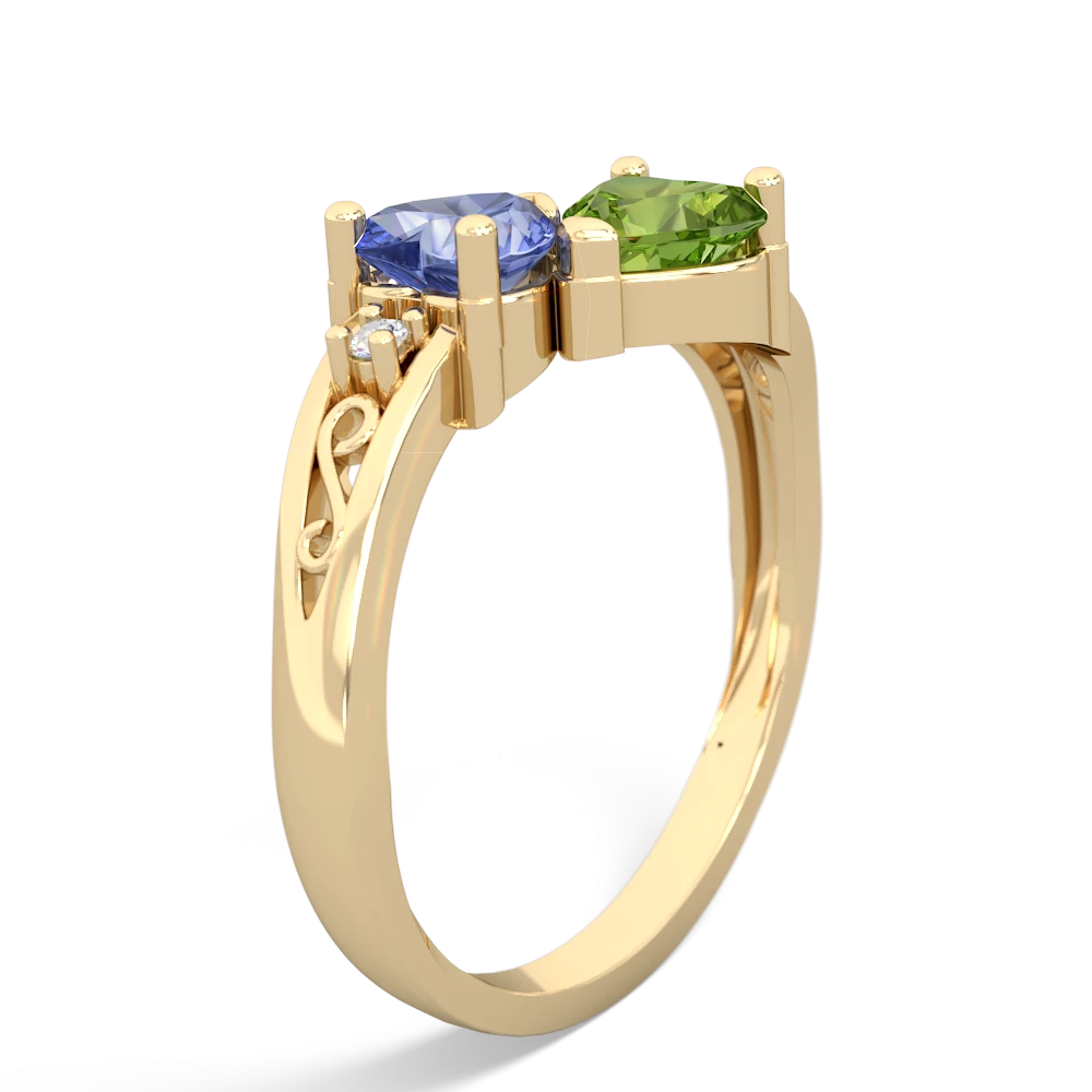 Tanzanite Snuggling Hearts 14K Yellow Gold ring R2178