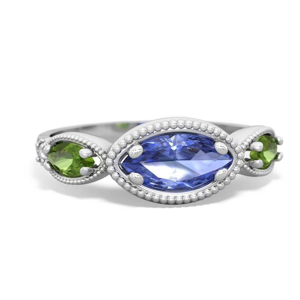 Tanzanite Milgrain Marquise 14K White Gold ring R5700