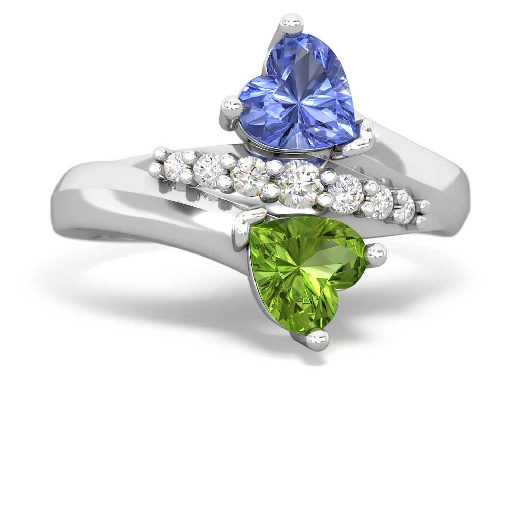 Tanzanite Heart To Heart 14K White Gold ring R2064