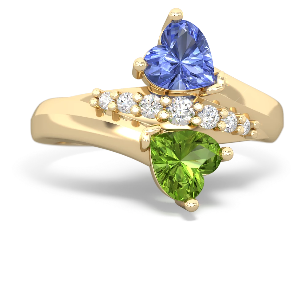 Tanzanite Heart To Heart 14K Yellow Gold ring R2064