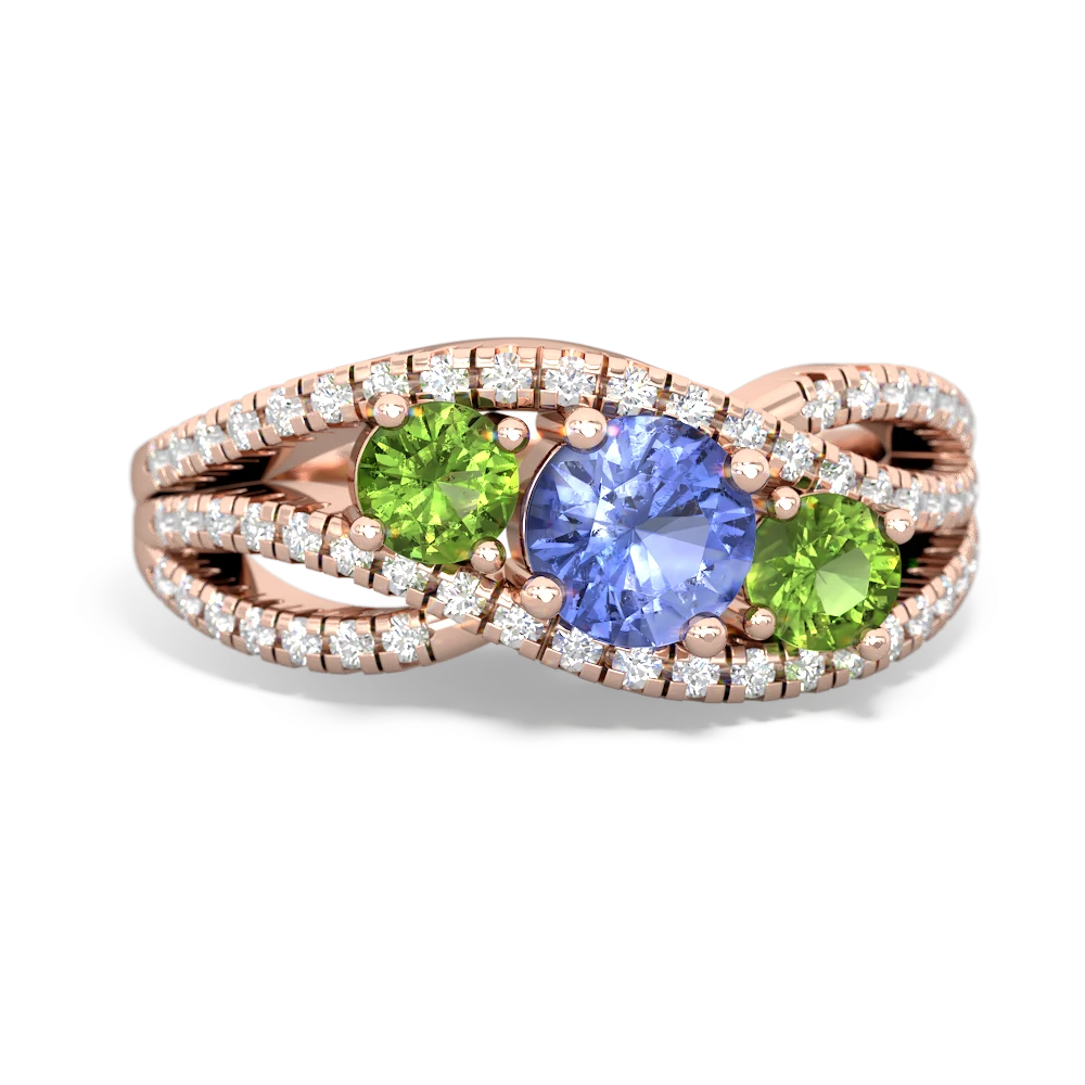 Tanzanite Three Stone Aurora 14K Rose Gold ring R3080