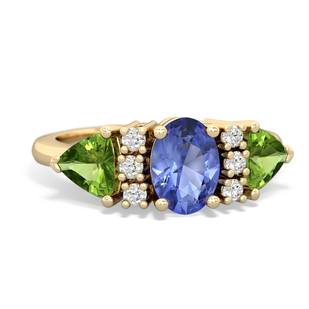 Tanzanite Antique Style Three Stone 14K Yellow Gold ring R2186