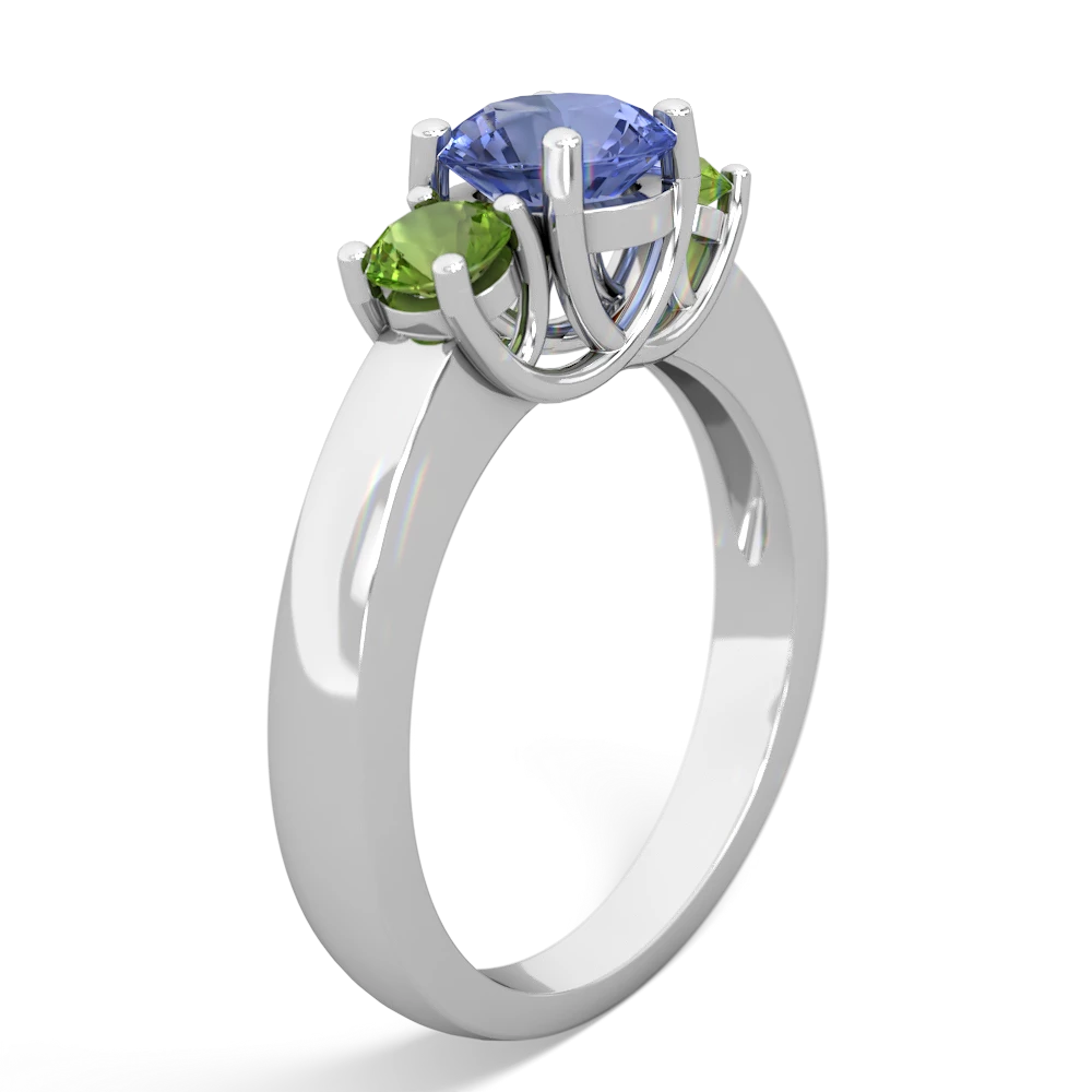 Tanzanite Three Stone Round Trellis 14K White Gold ring R4018