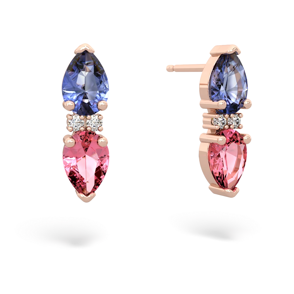 Tanzanite Bowtie Drop 14K Rose Gold earrings E0865