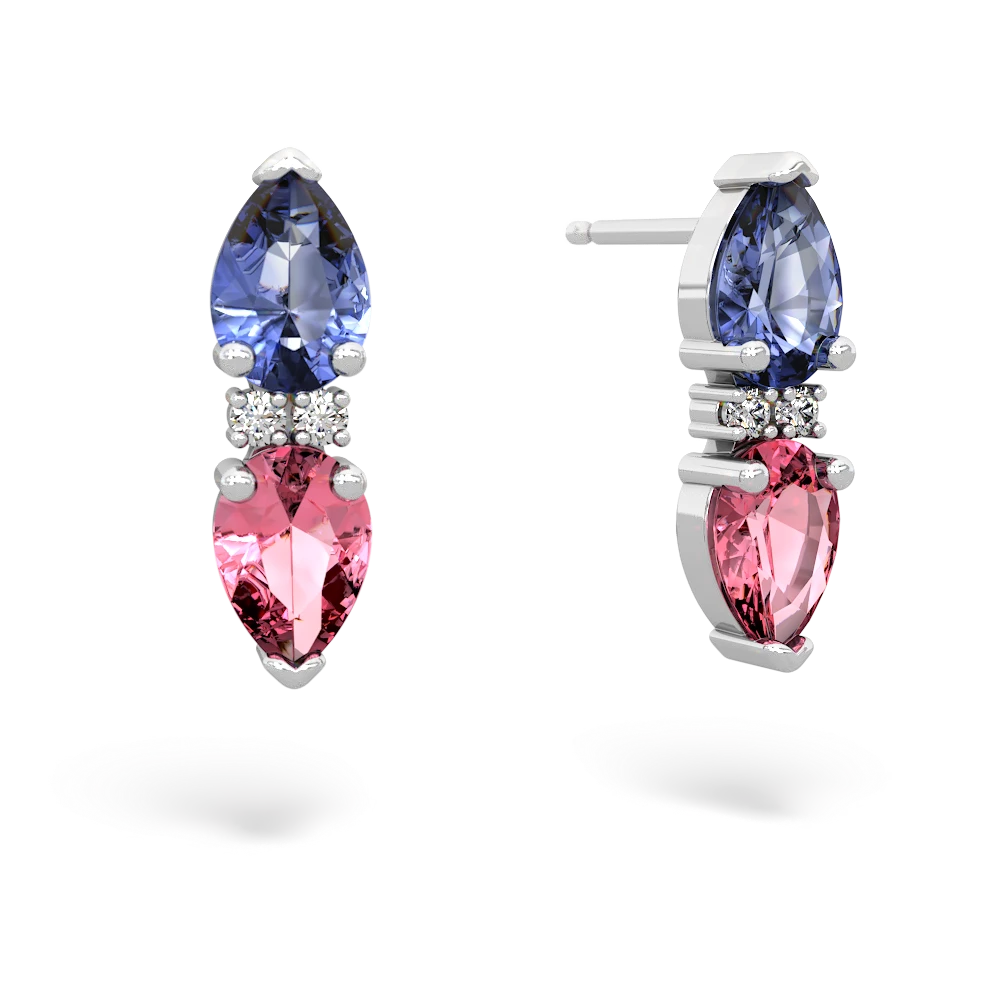 Tanzanite Bowtie Drop 14K White Gold earrings E0865