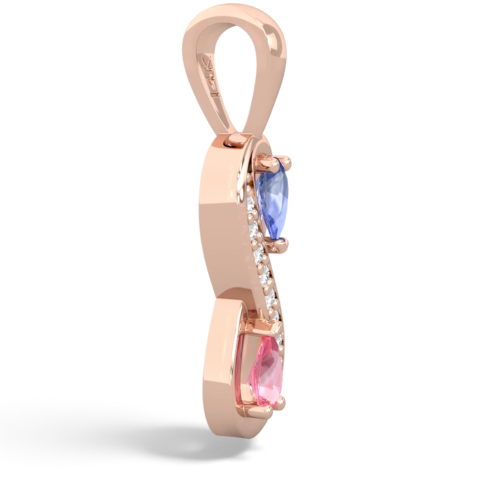 Tanzanite Diamond Infinity 14K Rose Gold pendant P5390