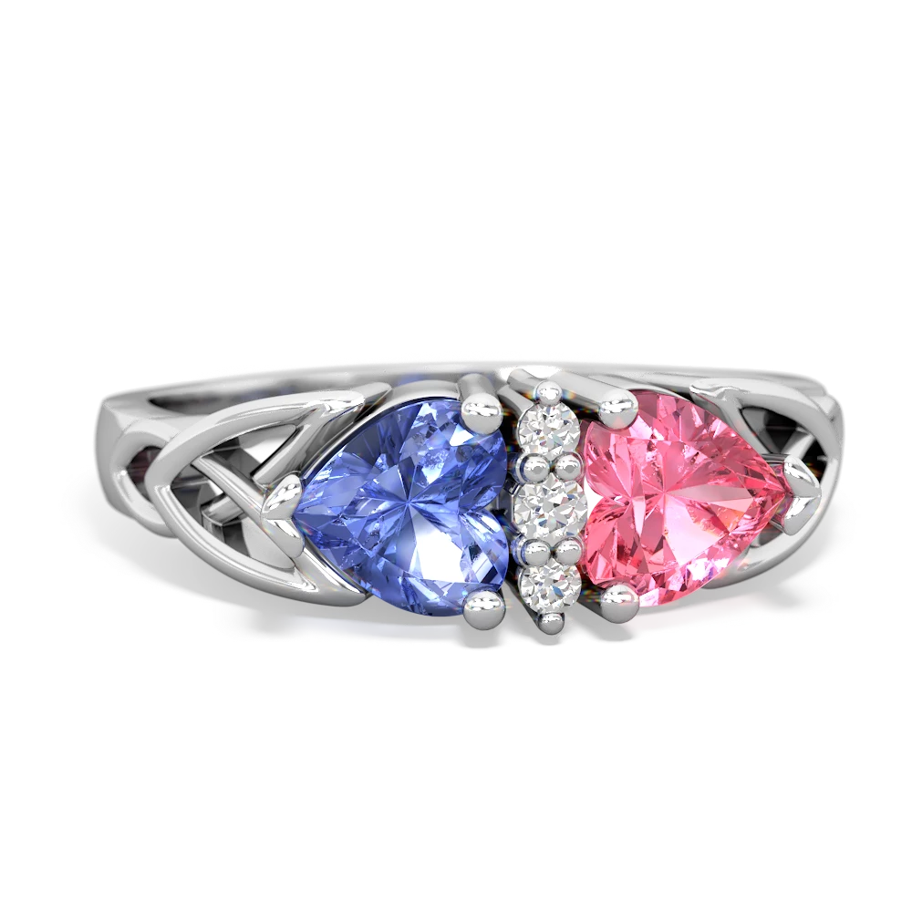 Tanzanite Celtic Knot Double Heart 14K White Gold ring R5040