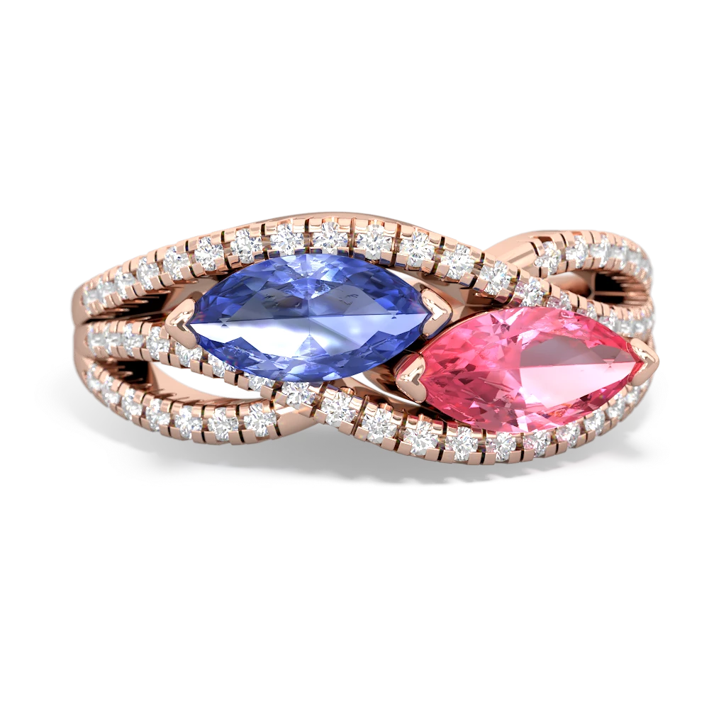 Tanzanite Diamond Rivers 14K Rose Gold ring R3070