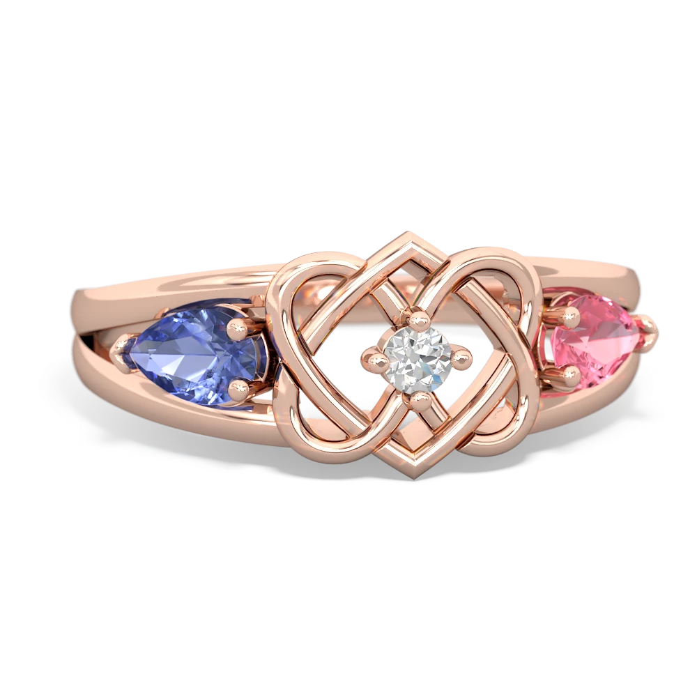 Tanzanite Hearts Intertwined 14K Rose Gold ring R5880