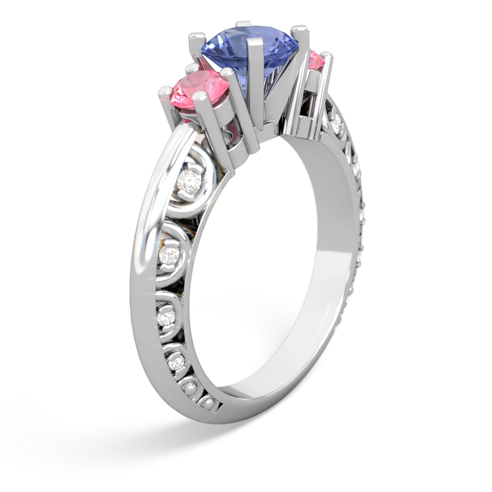 Tanzanite Art Deco Eternal Embrace Engagement 14K White Gold ring C2003