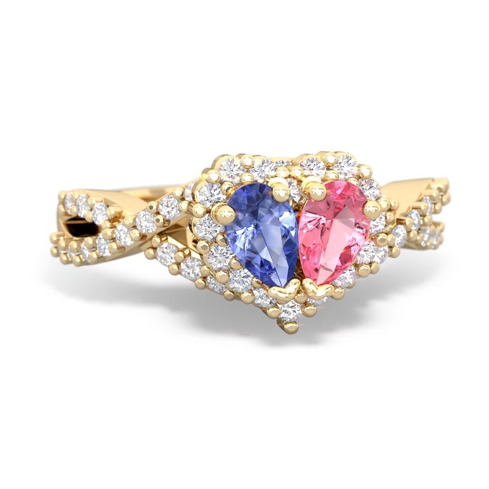 Tanzanite Diamond Twist 'One Heart' 14K Yellow Gold ring R2640HRT