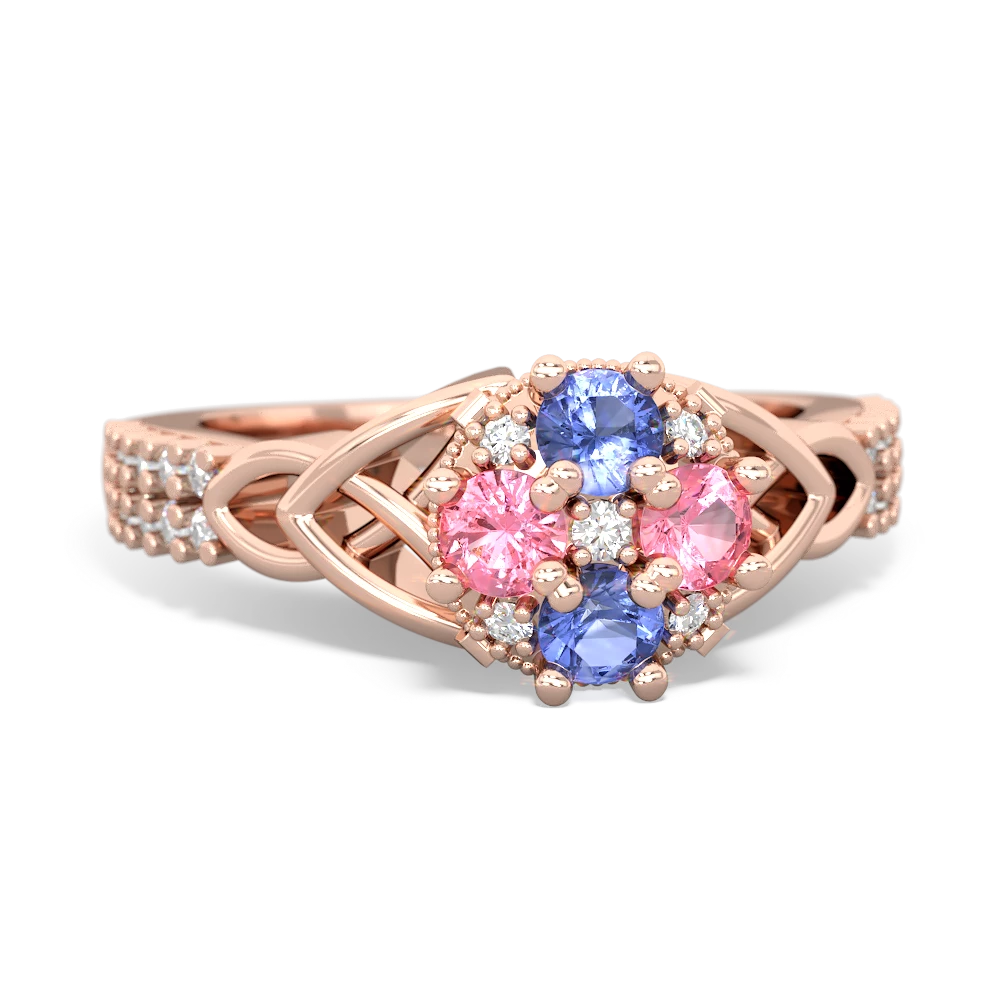 Tanzanite Celtic Knot Cluster Engagement 14K Rose Gold ring R26443RD