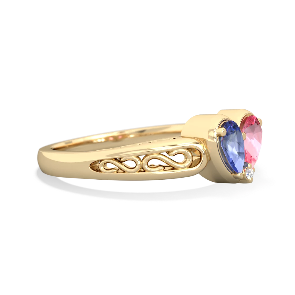 Tanzanite Filligree 'One Heart' 14K Yellow Gold ring R5070