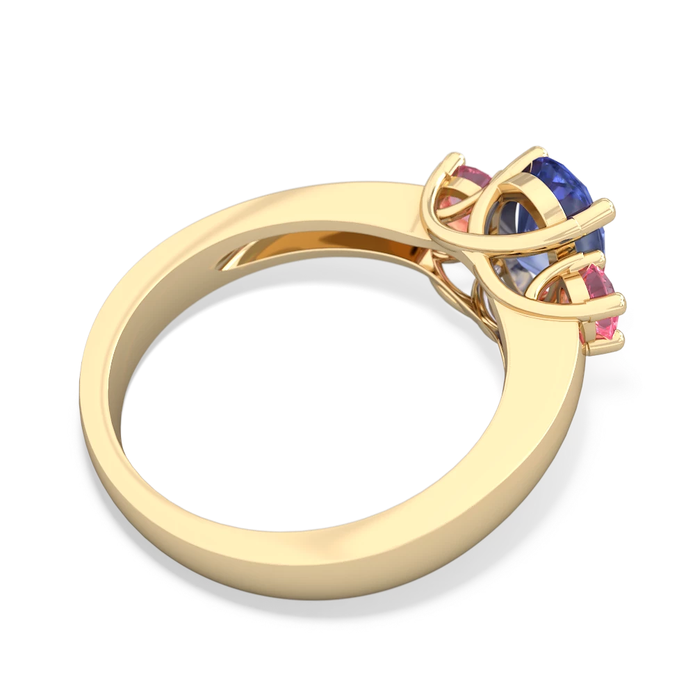 Tanzanite Three Stone Oval Trellis 14K Yellow Gold ring R4024