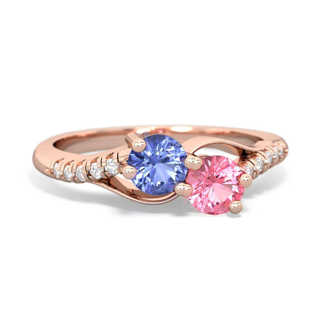 Tanzanite Infinity Pave Two Stone 14K Rose Gold ring R5285