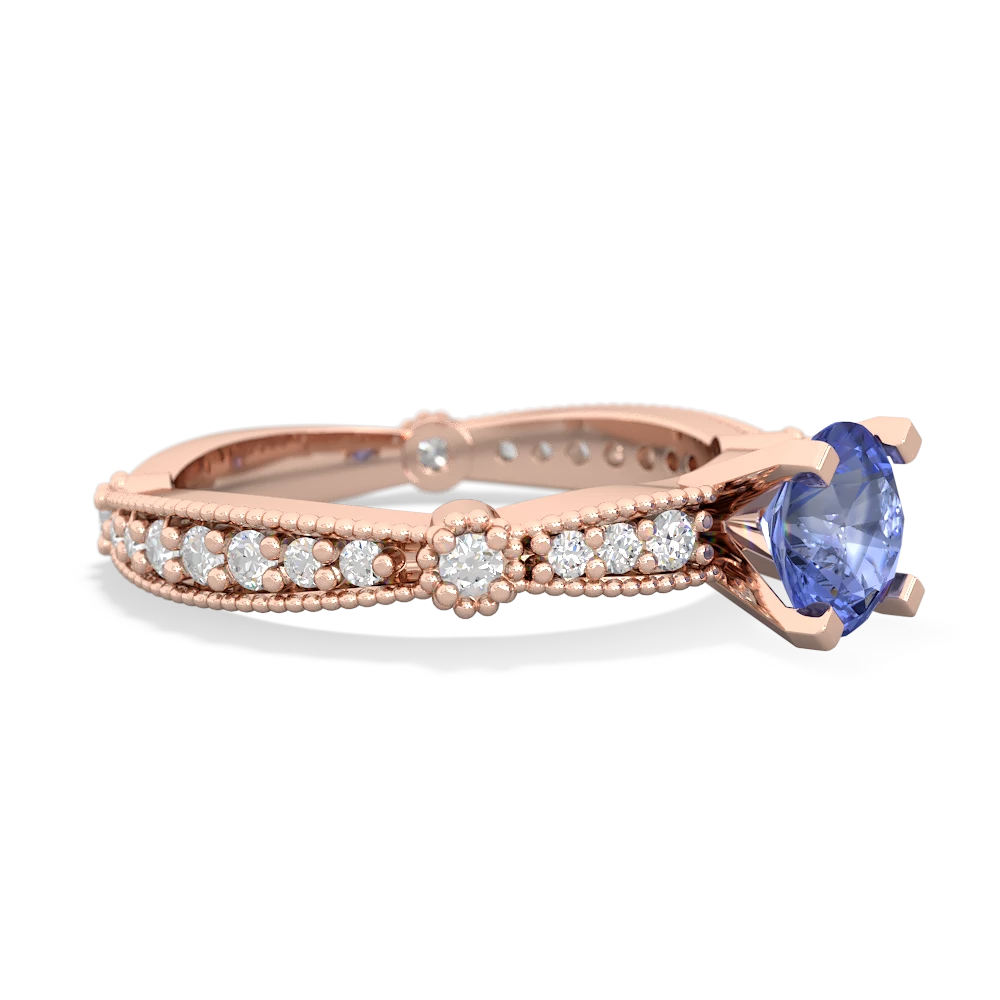 Tanzanite Sparkling Tiara 6Mm Round 14K Rose Gold ring R26296RD