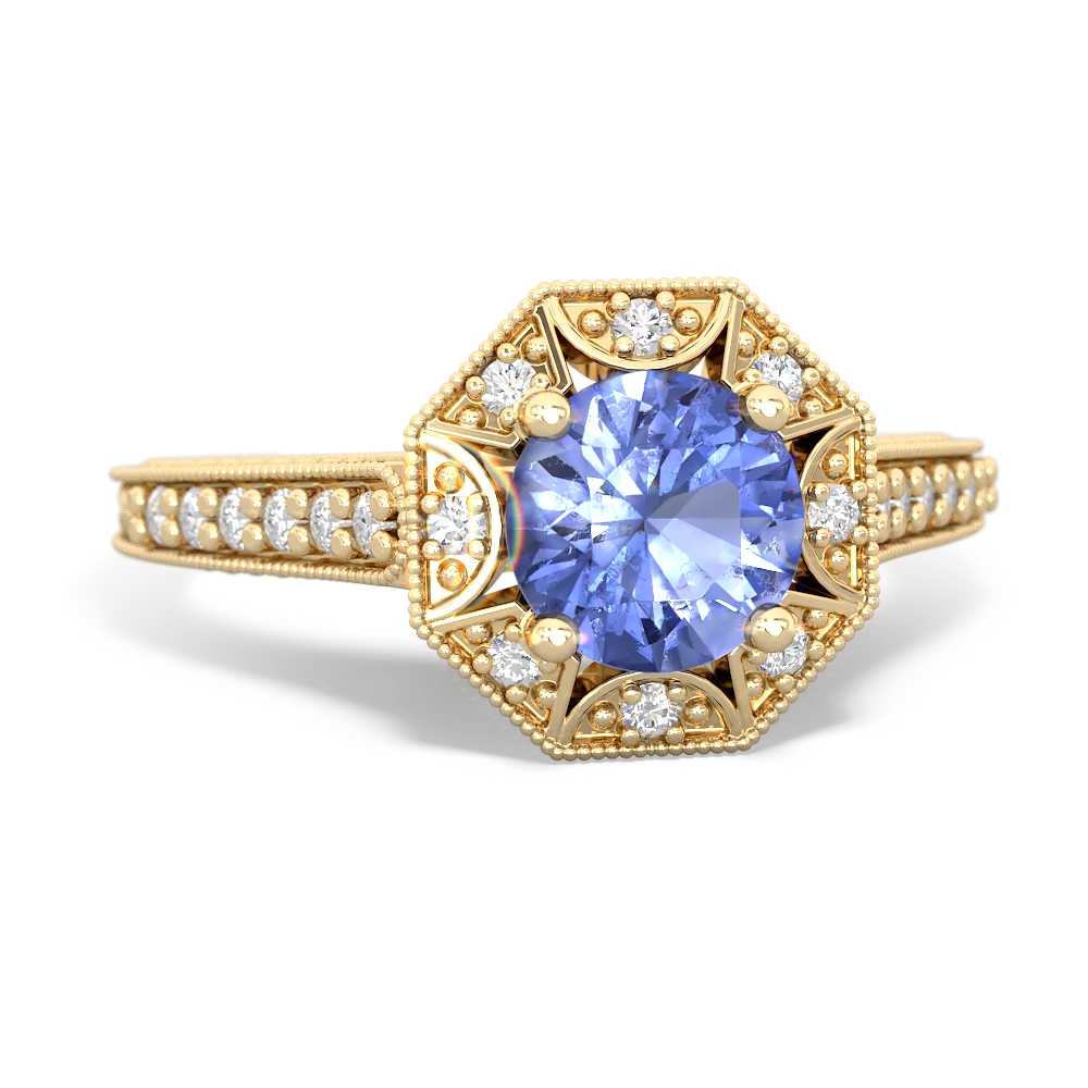 Tanzanite Art-Deco Starburst 14K Yellow Gold ring R5520