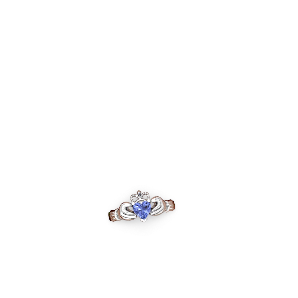 Tanzanite Claddagh 14K White Gold ring R2370