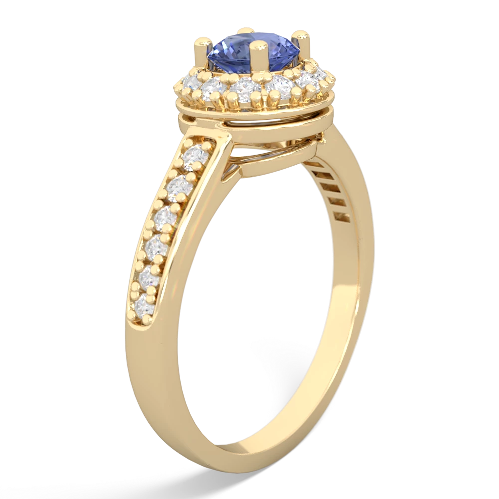 Tanzanite Diamond Halo 14K Yellow Gold ring R5370