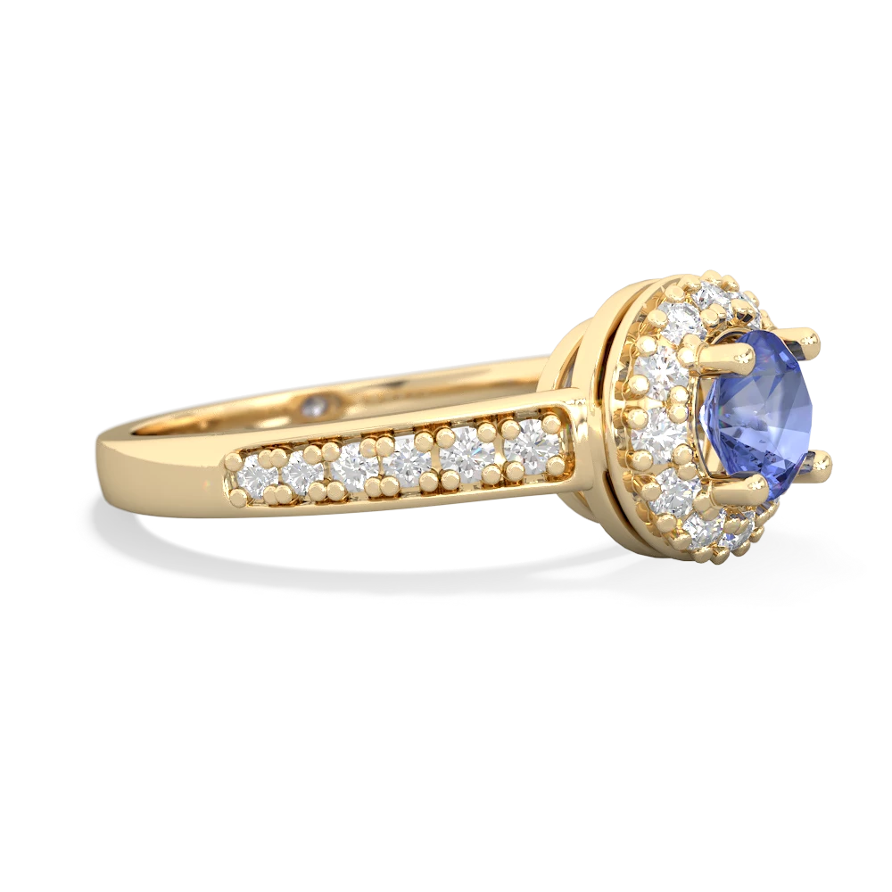 Tanzanite Diamond Halo 14K Yellow Gold ring R5370