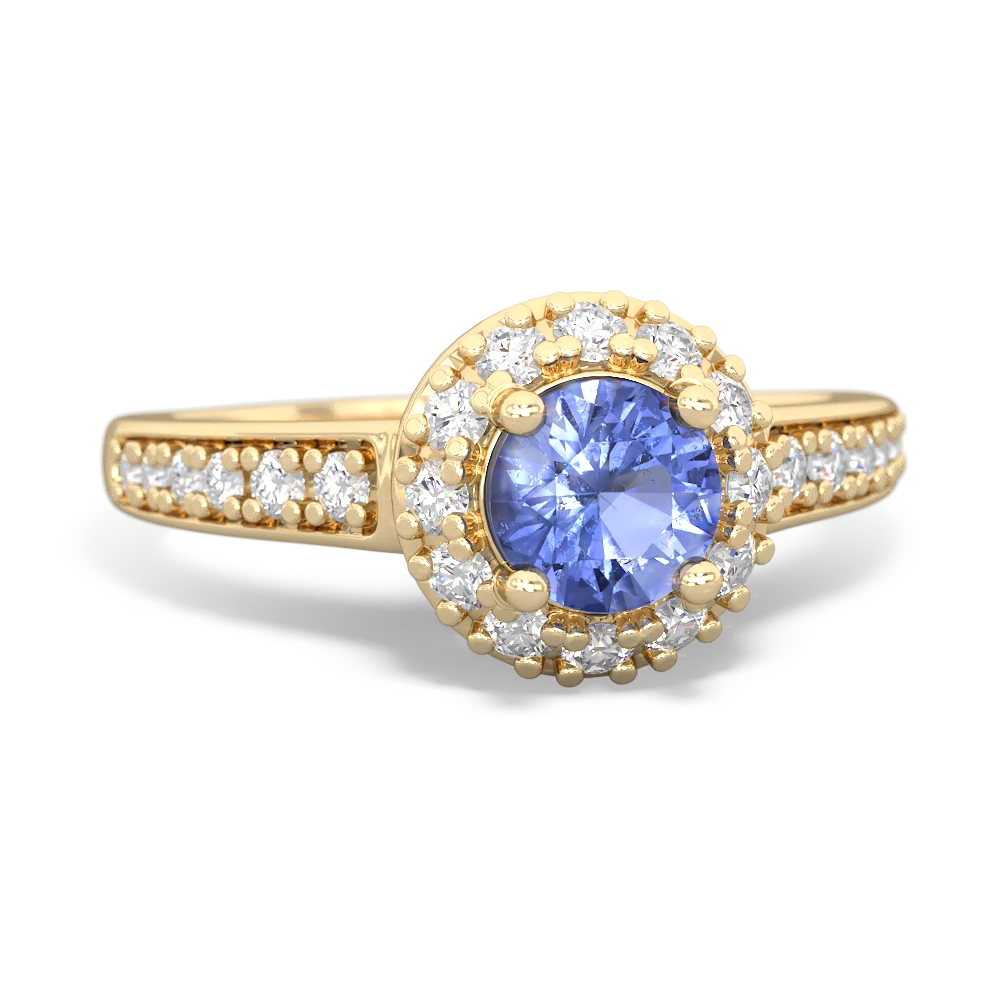 Tanzanite Diamond Halo 14K Yellow Gold ring R5370