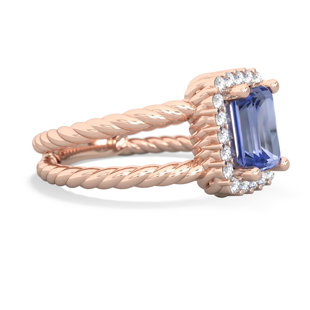 Tanzanite Rope Split Band 14K Rose Gold ring R2628