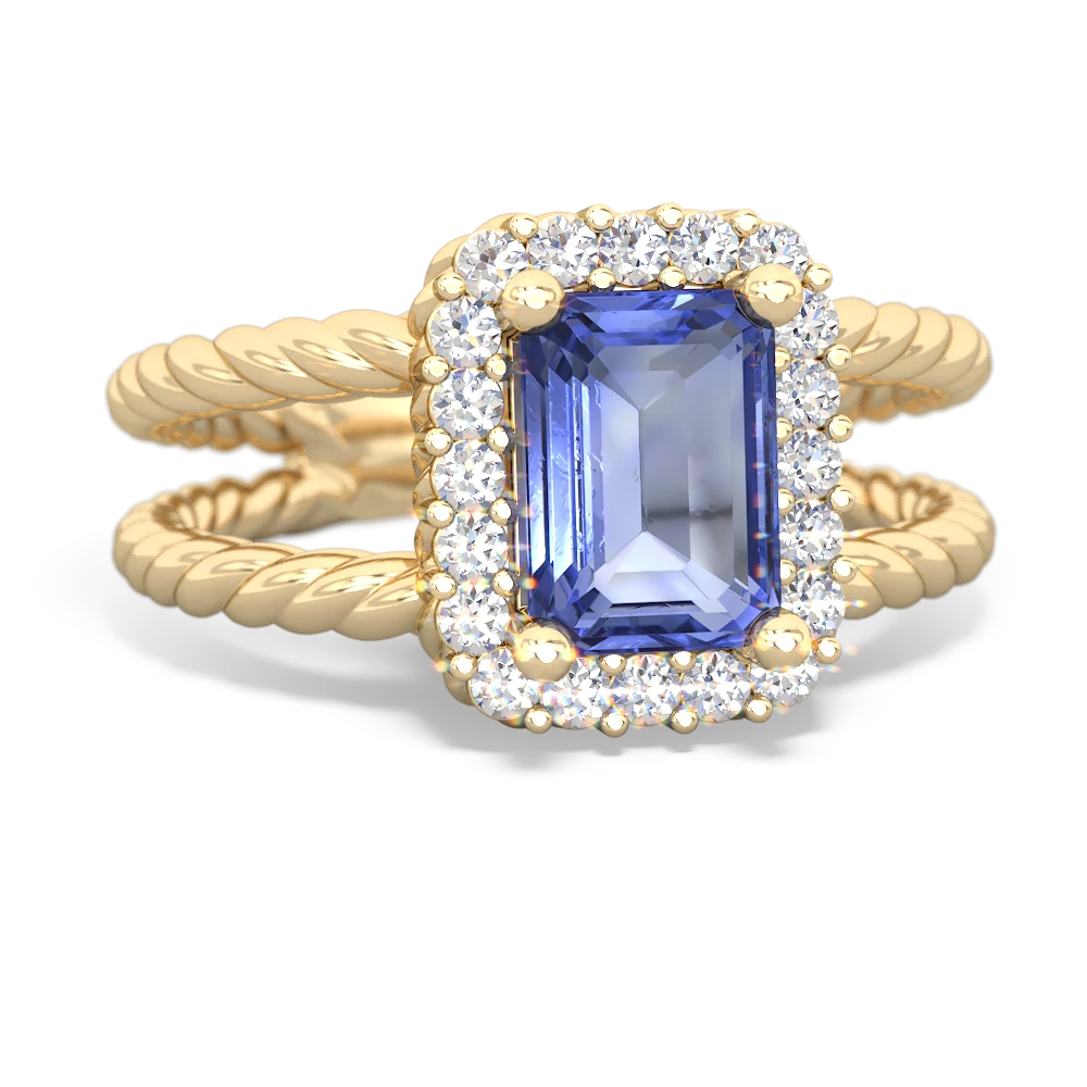 Tanzanite Rope Split Band 14K Yellow Gold ring R2628