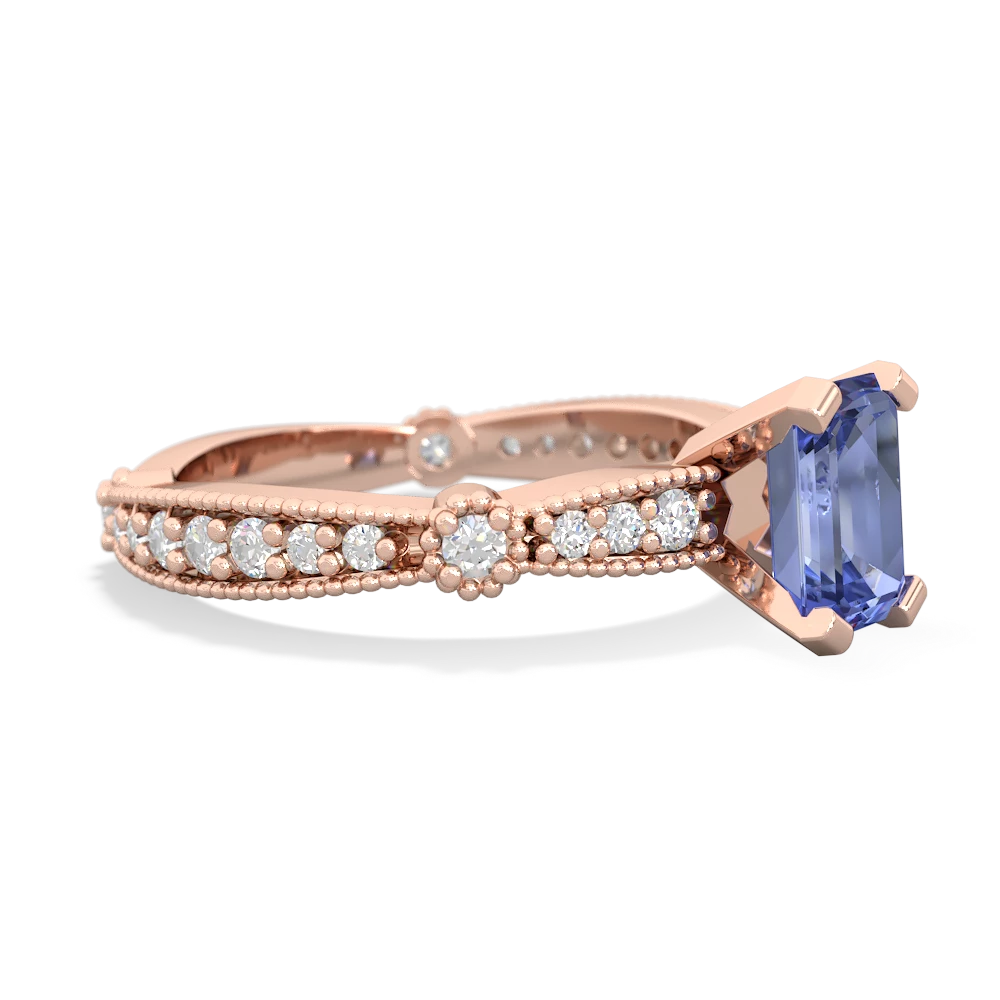 Tanzanite Sparkling Tiara 7X5mm Emerald-Cut 14K Rose Gold ring R26297EM