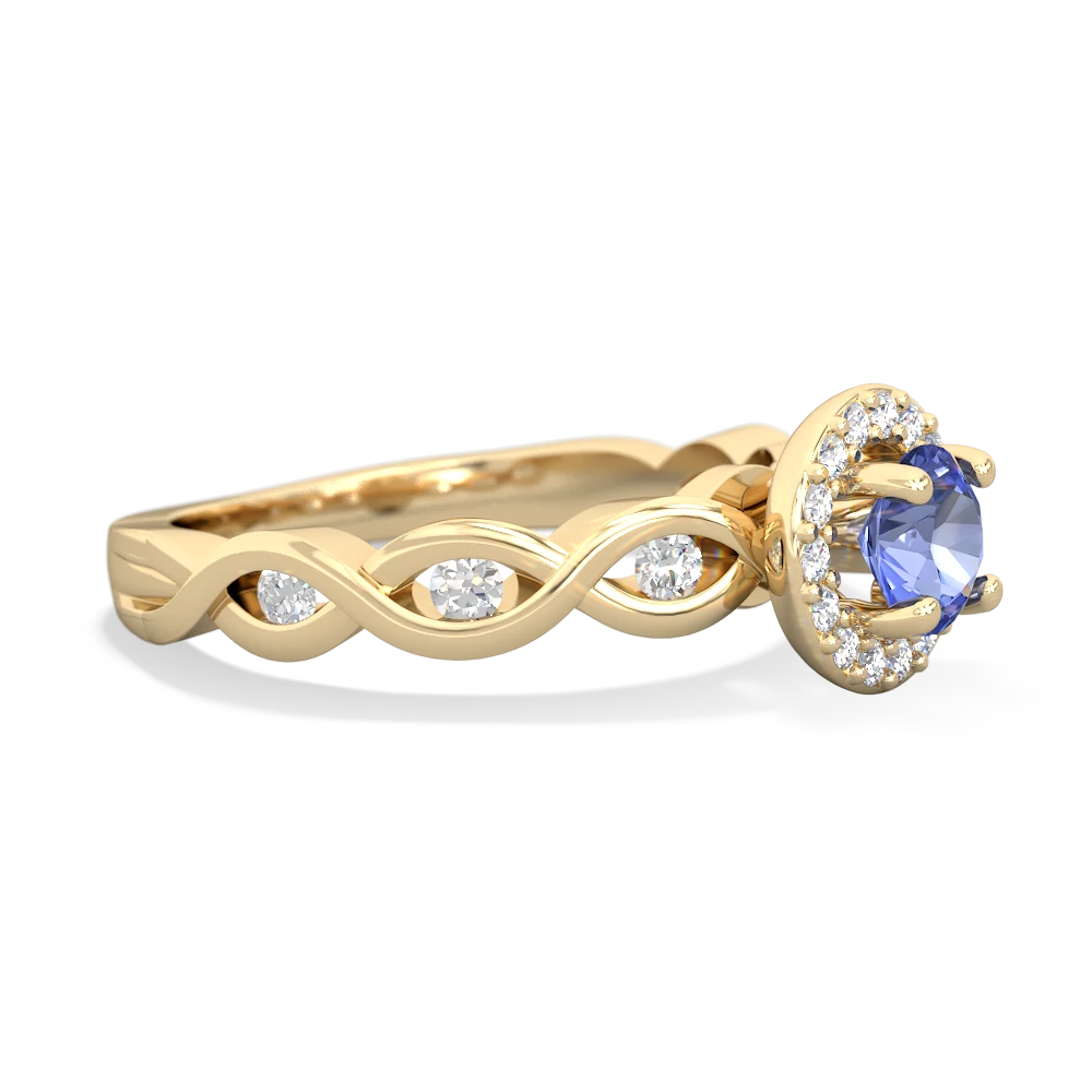 Tanzanite Infinity Halo Engagement 14K Yellow Gold ring R26315RH