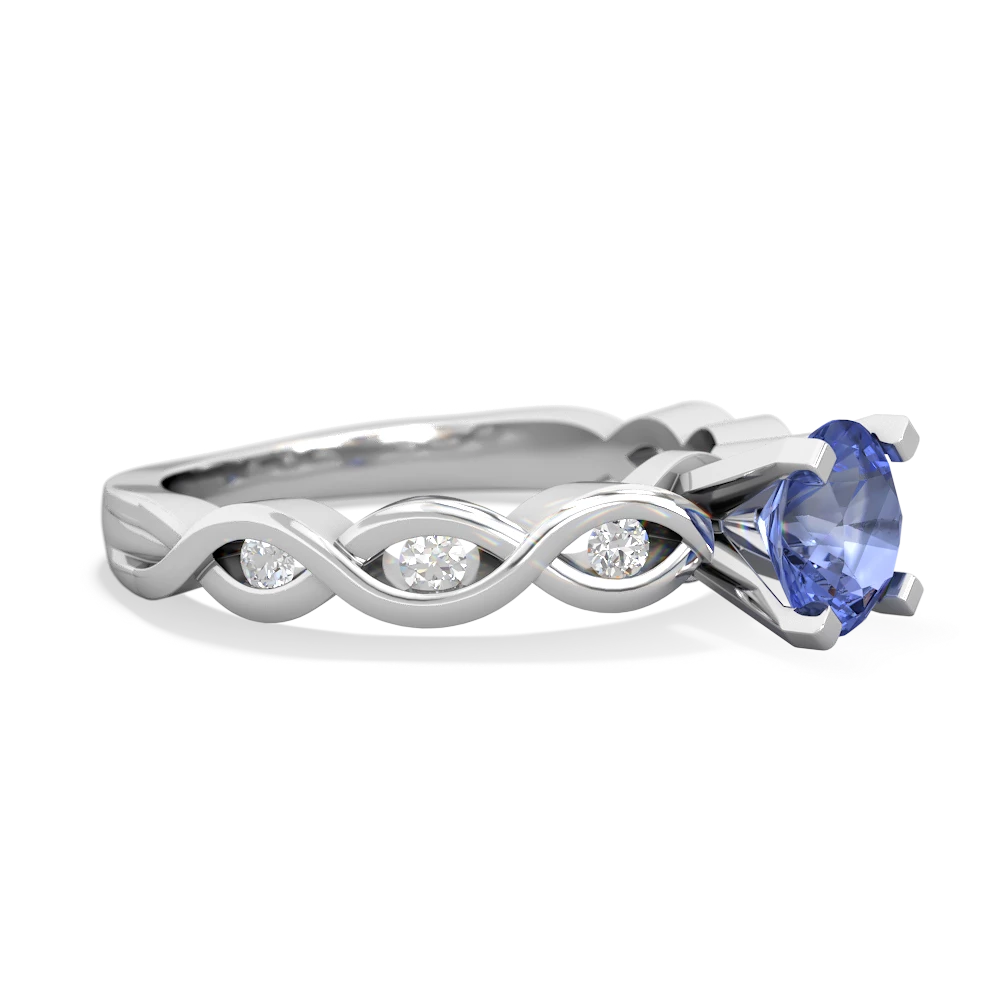 Tanzanite Infinity 6Mm Round Engagement 14K White Gold ring R26316RD