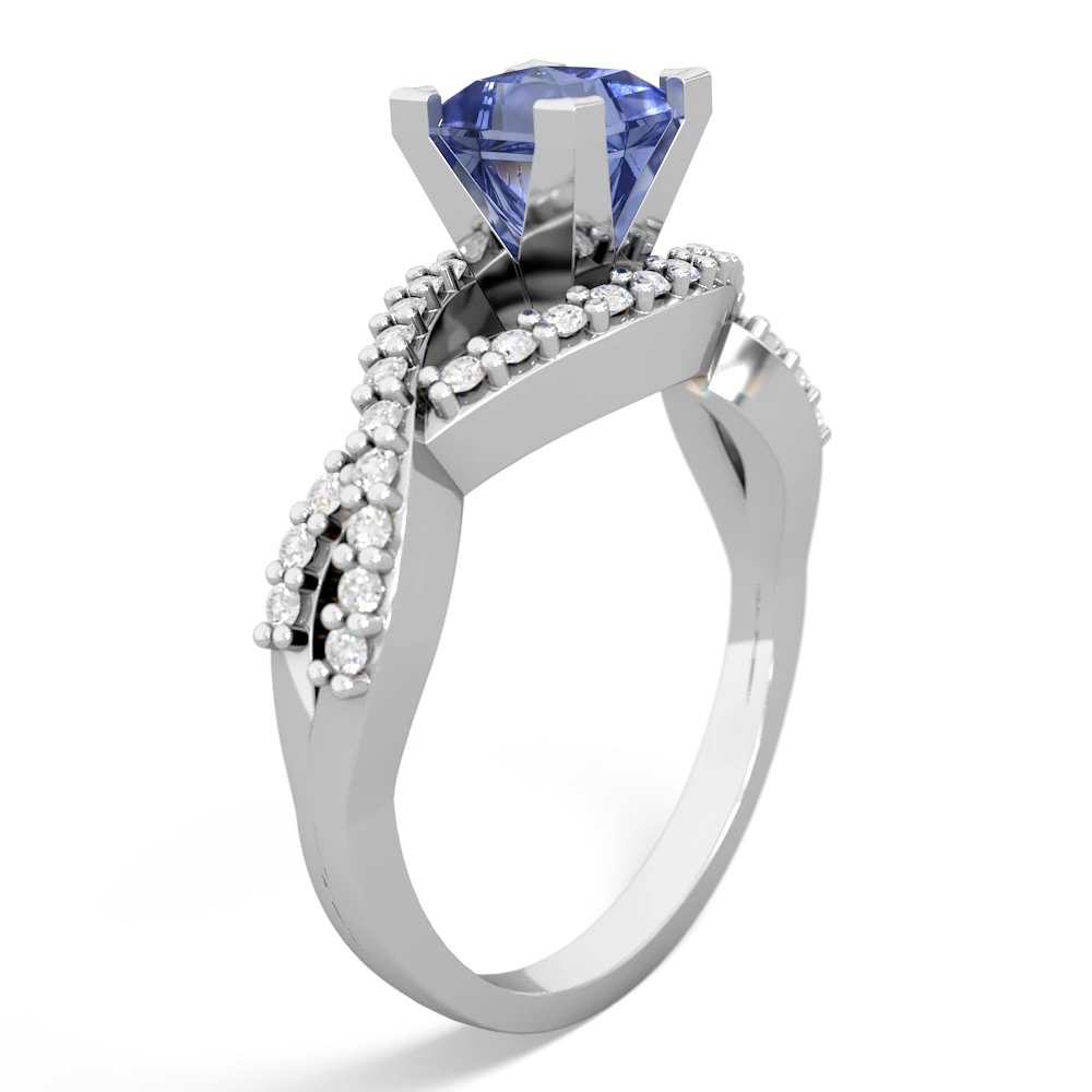 Tanzanite Diamond Twist 5Mm Square Engagment  14K White Gold ring R26405SQ