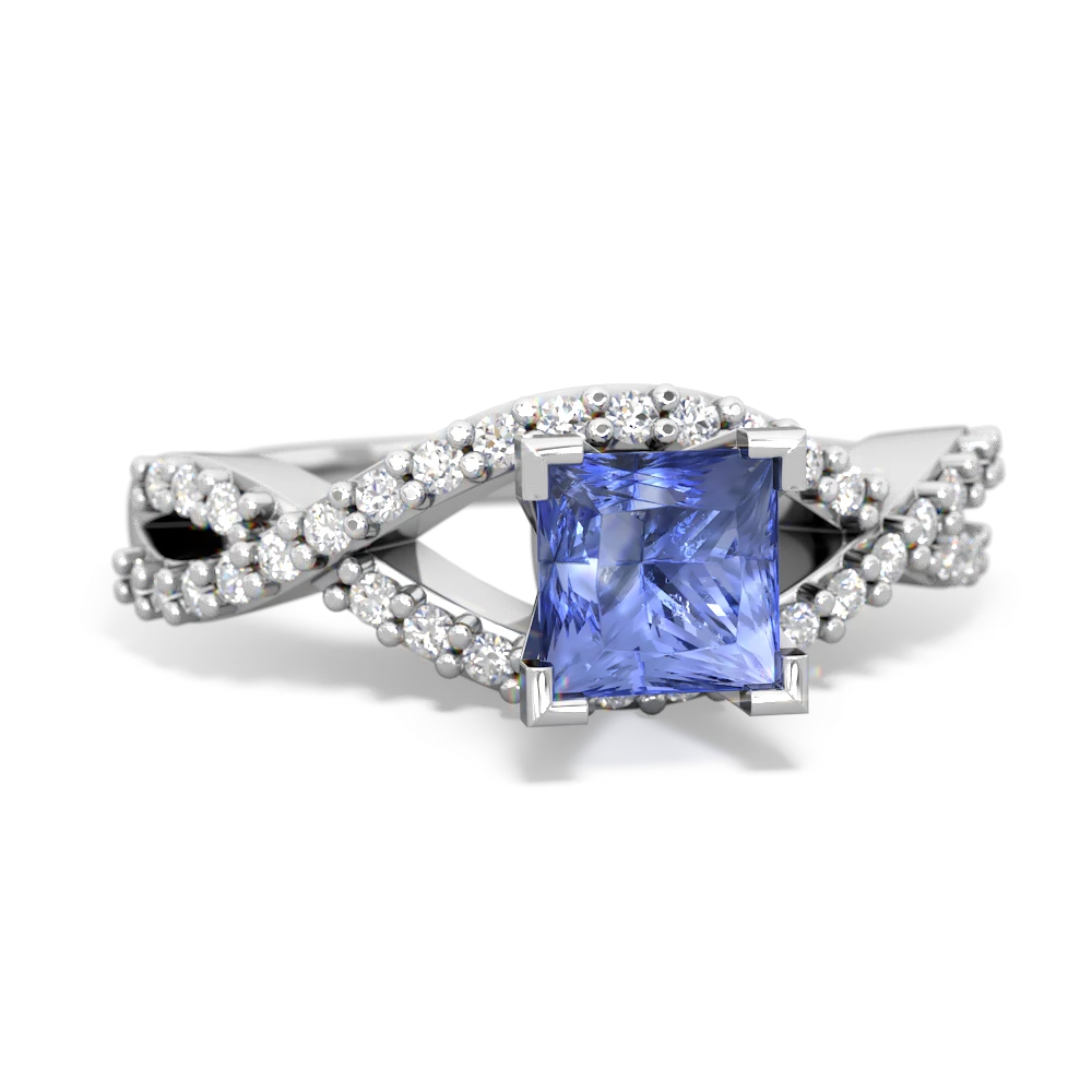 Tanzanite Diamond Twist 5Mm Square Engagment  14K White Gold ring R26405SQ