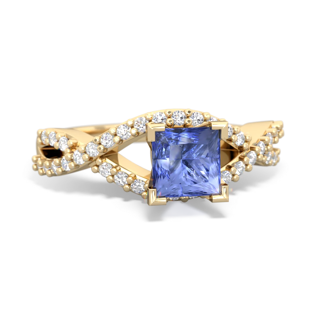 Tanzanite Diamond Twist 5Mm Square Engagment  14K Yellow Gold ring R26405SQ