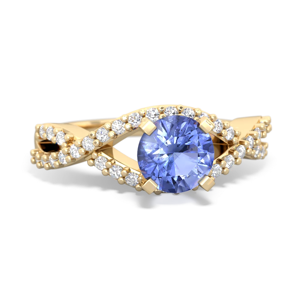 Tanzanite Diamond Twist 6Mm Round Engagment  14K Yellow Gold ring R26406RD