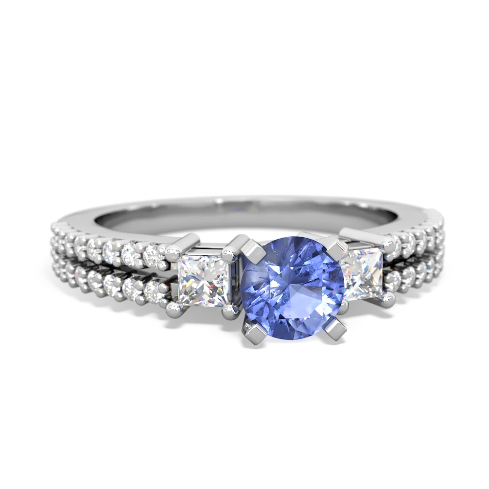 Tanzanite Classic 5Mm Round Engagement 14K White Gold ring R26435RD