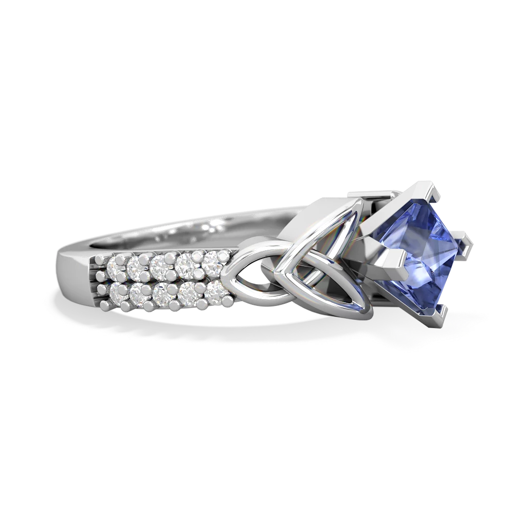 Tanzanite Celtic Knot 5Mm Square Engagement 14K White Gold ring R26445SQ