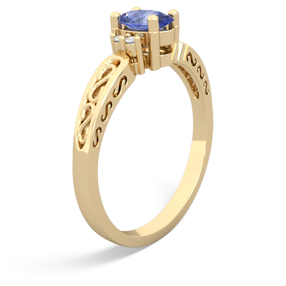 Tanzanite Filligree Scroll Oval 14K Yellow Gold ring R0812