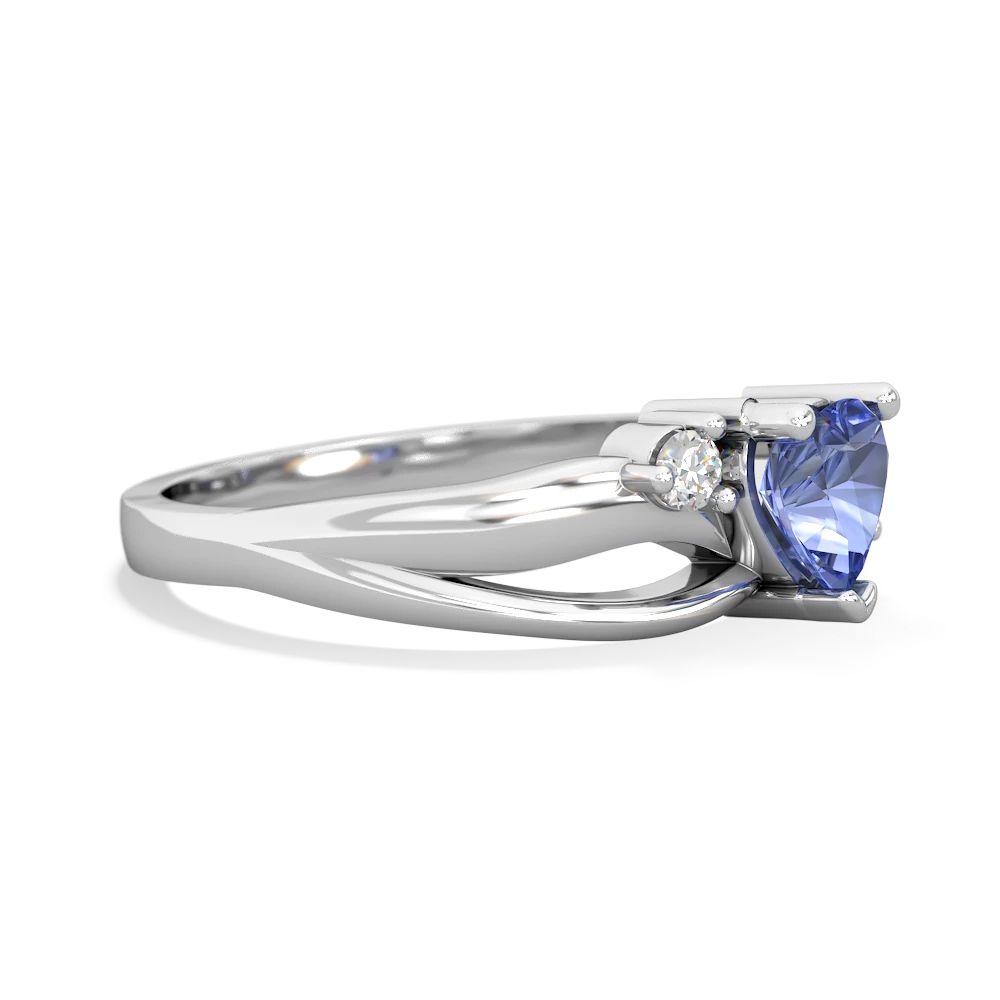 Tanzanite Split Band Swirl 14K White Gold ring R2130