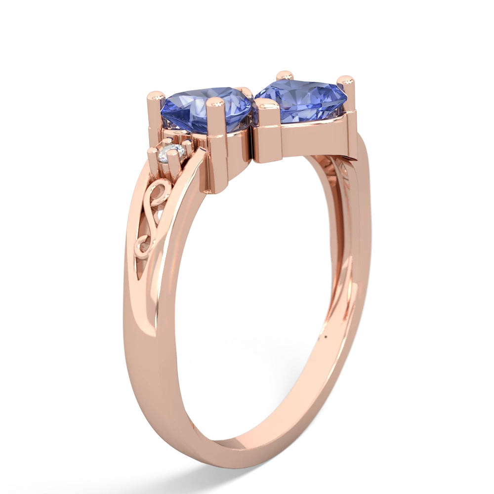 Tanzanite Snuggling Hearts 14K Rose Gold ring R2178