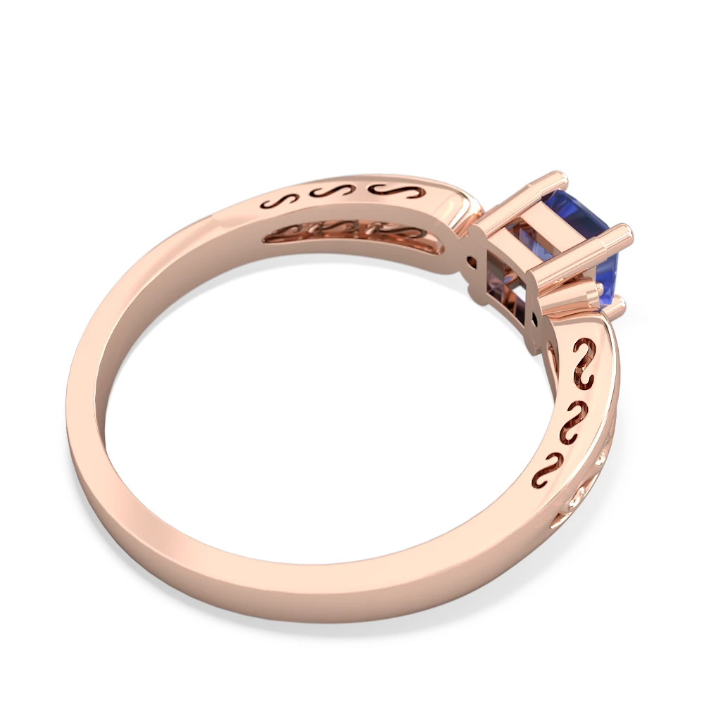 Tanzanite Filligree Scroll Square 14K Rose Gold ring R2430