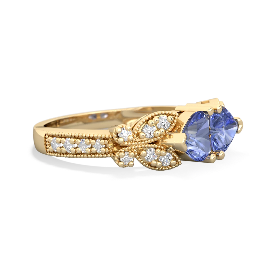 Tanzanite Diamond Butterflies 14K Yellow Gold ring R5601