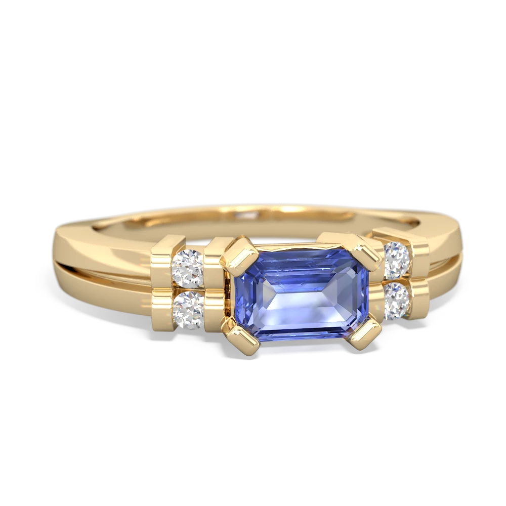 Tanzanite Art Deco East-West 14K Yellow Gold ring R2590