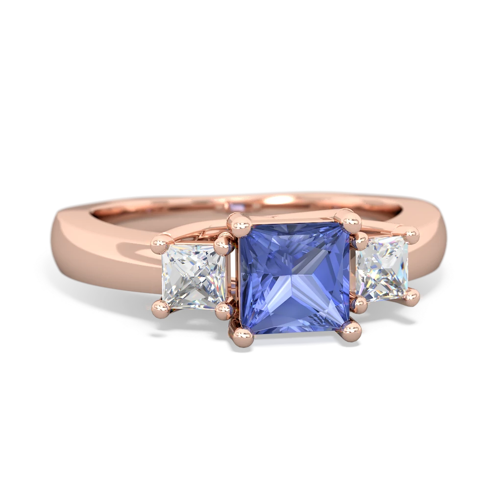 Tanzanite Three Stone Trellis 14K Rose Gold ring R4015