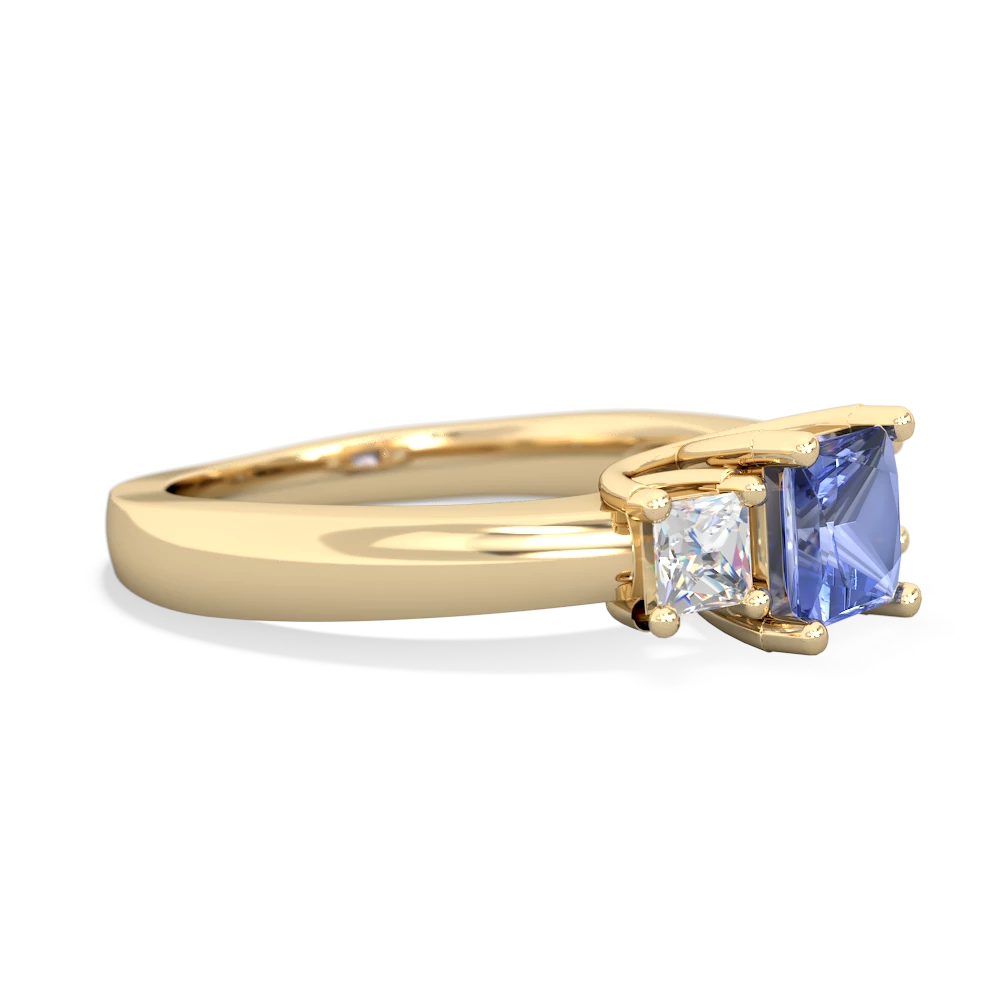 Tanzanite Three Stone Trellis 14K Yellow Gold ring R4015