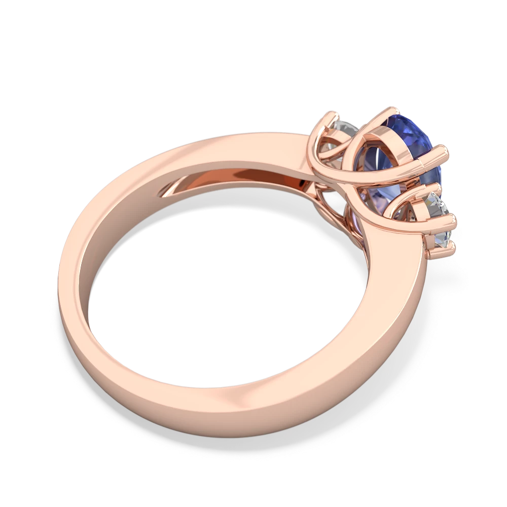 Tanzanite Diamond Three Stone Oval Trellis 14K Rose Gold ring R4024