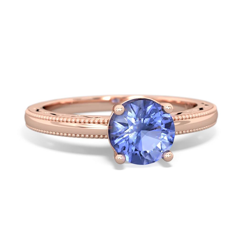 Tanzanite Milgrain Filigree 14K Rose Gold ring R5090