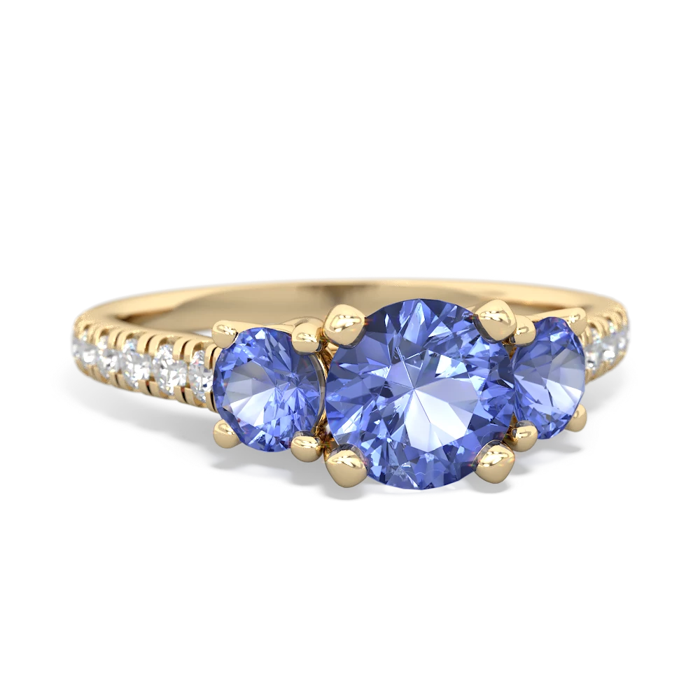 Tanzanite Pave Trellis 14K Yellow Gold ring R5500