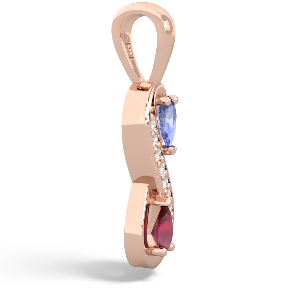 Tanzanite Diamond Infinity 14K Rose Gold pendant P5390