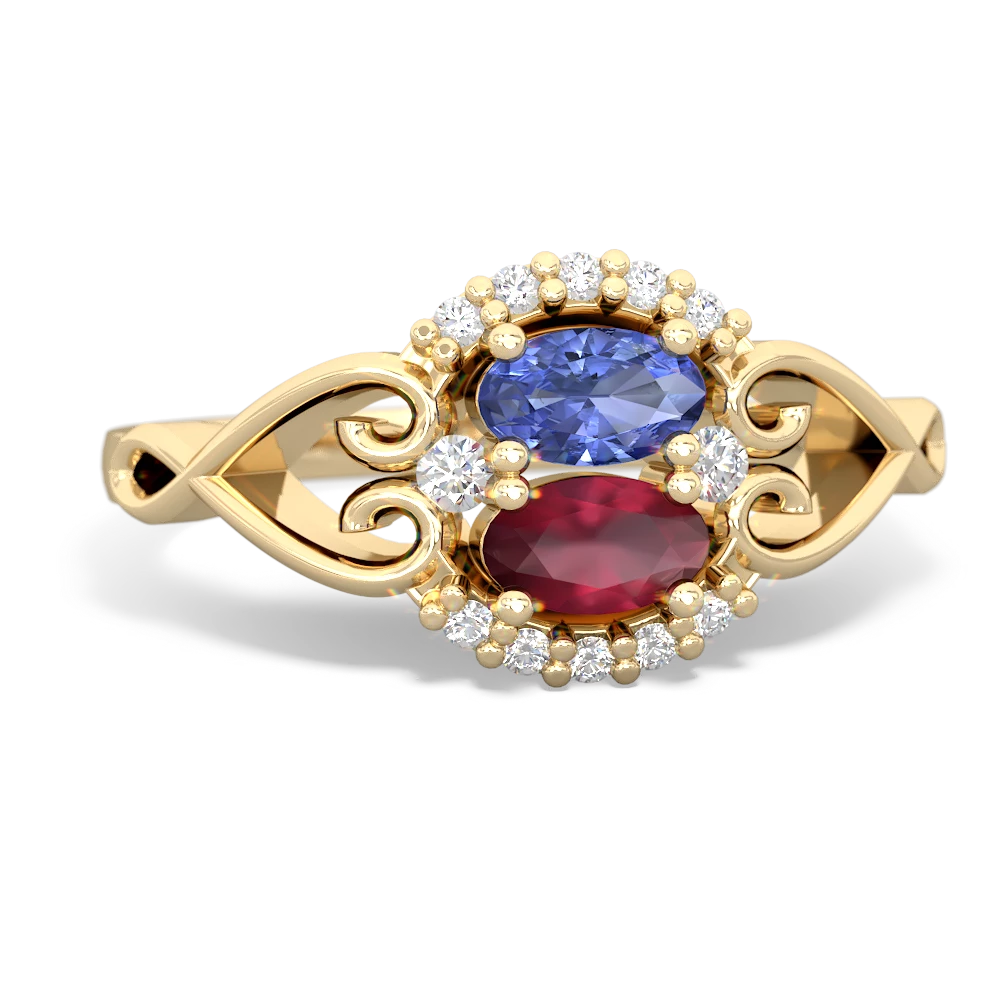 Tanzanite Love Nest 14K Yellow Gold ring R5860